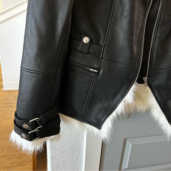 NWT Free People Overdrive Leather Fur Moto Jacket - Picture 8 of 10